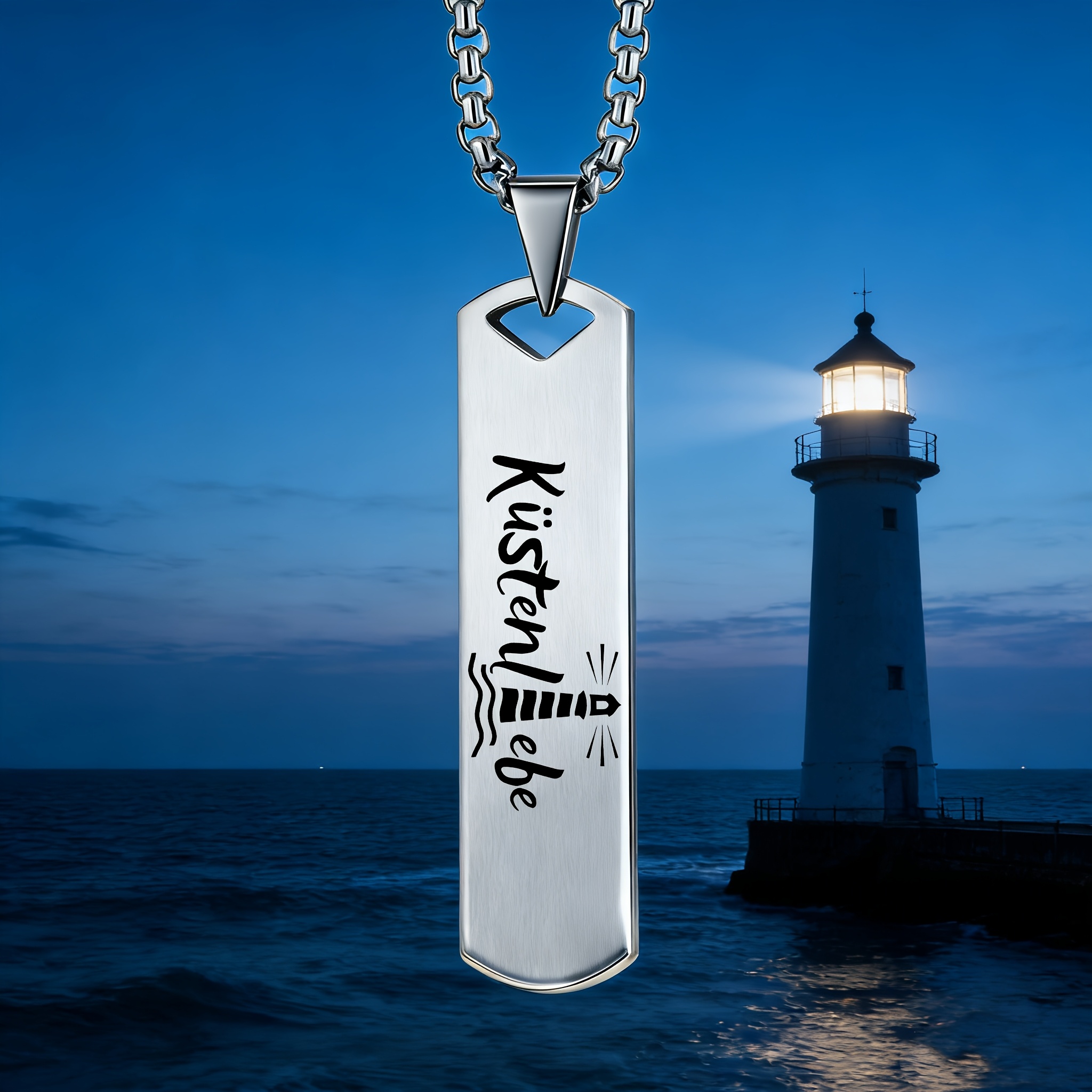 Coastal Love Lighthouse & Wave Pendant Necklace, Seaside Gift